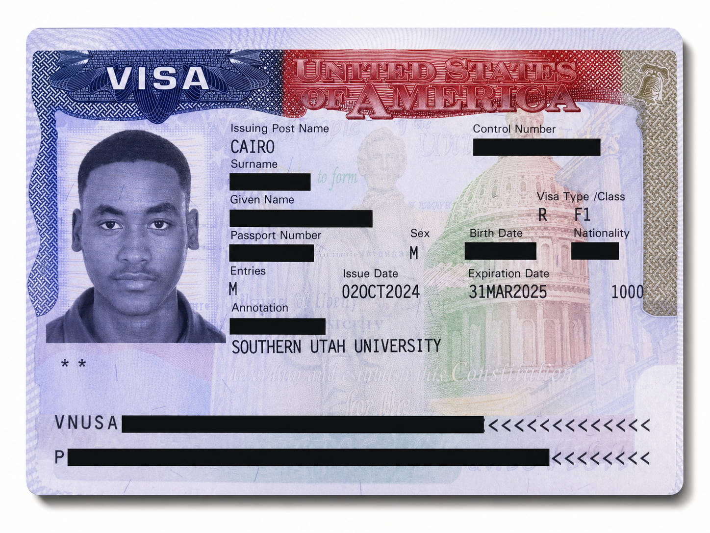 Issued student visa